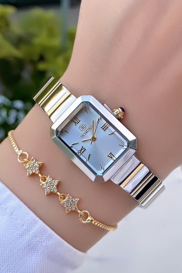 Special Series Steel Cord Women's Wristwatch Gold Silver Color with 2 Year Warranty Bracelet Gifted Hm4Bfc2