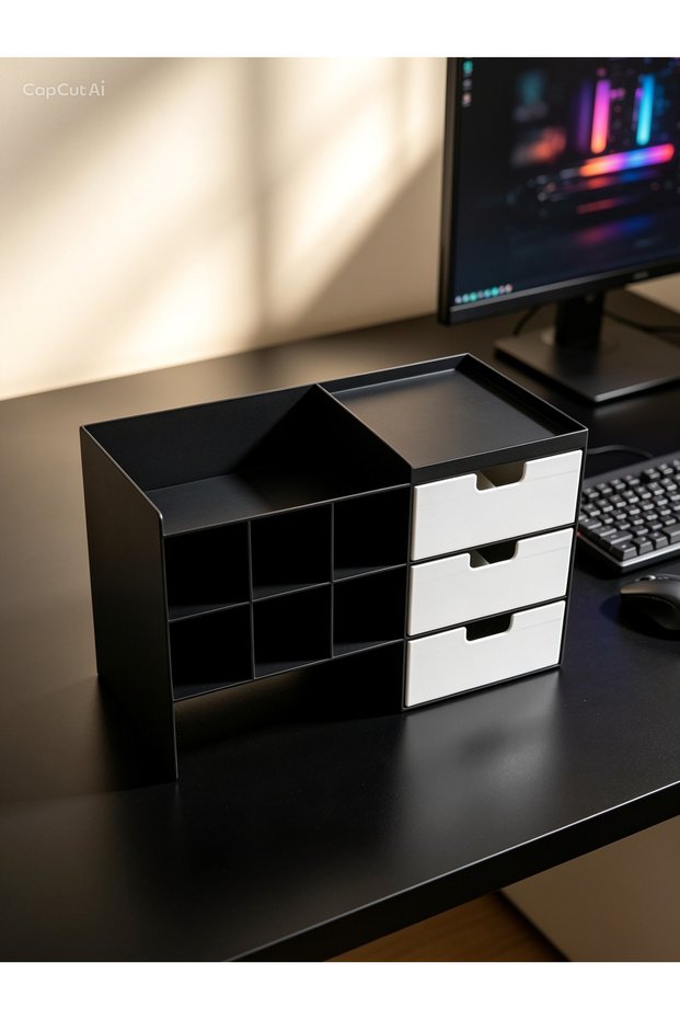 Multi-Purpose Desktop Organizer with Compartments - Cosmetic, Jewelry, and Office Organizer with 3 Different Drawers