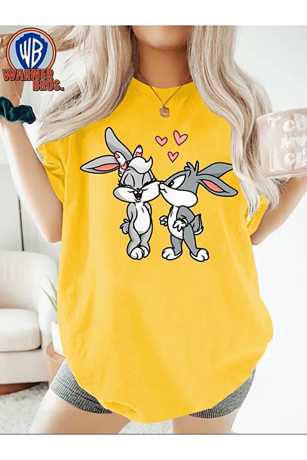 Printed Oversized Unisex Women's Crewneck T-Shirt
