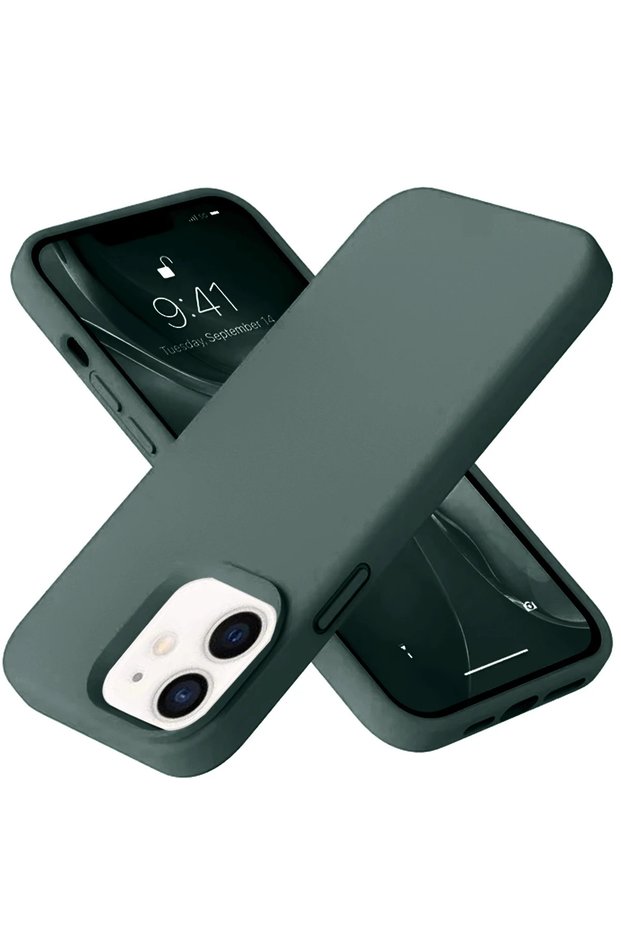 Ilkeshop New iPhone 12 Case Nano Inside Velvet Silicone - (175144) Dark Green
