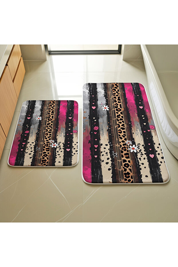 Patterned Transition Bathroom Rug Mat