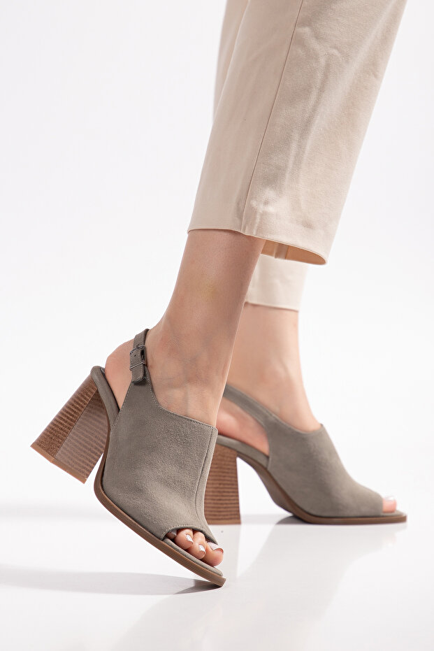 Genuine Leather Heeled Sandals from Size 34-35 to Size 41