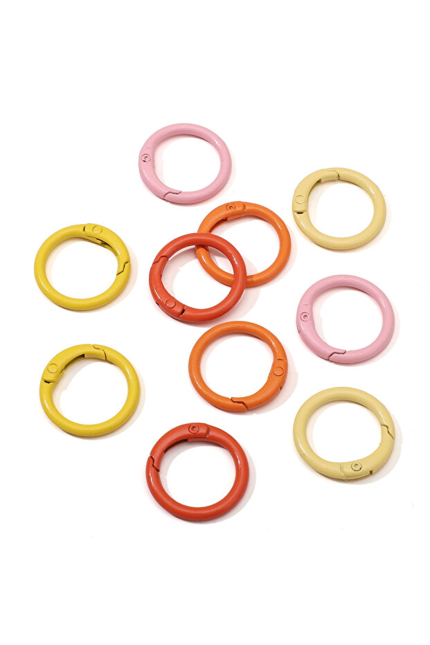 10pcs mix3 10Pcs Colorful Alloy O Ring Spring Clasp Keychain Keyring Open Round Ring for DIY Phone C