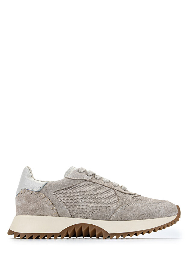 Women's Genuine Leather Beige Suede Sneakers & Sneakers