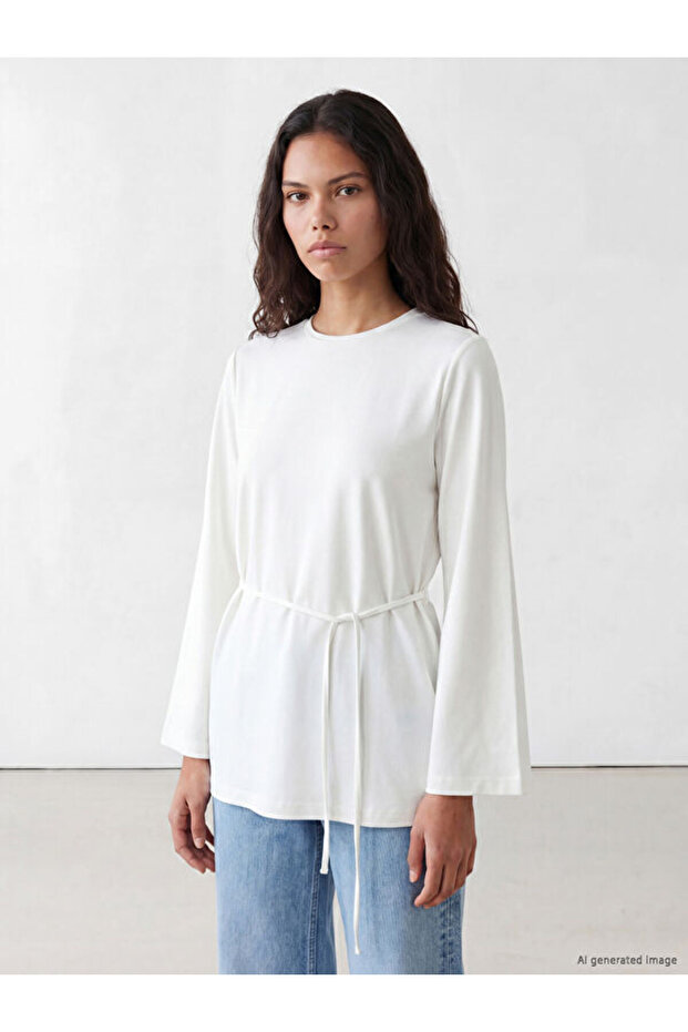 Sparkling Choices from Shining Store Zero Roba Collar Belted Women's Tunic