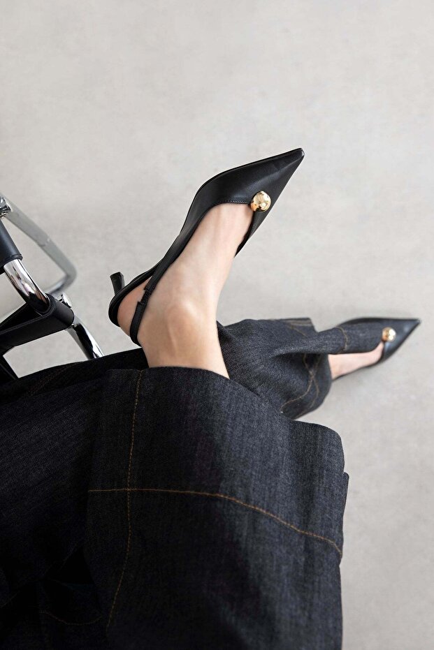 Maja Women's Leather Heeled Shoes Black