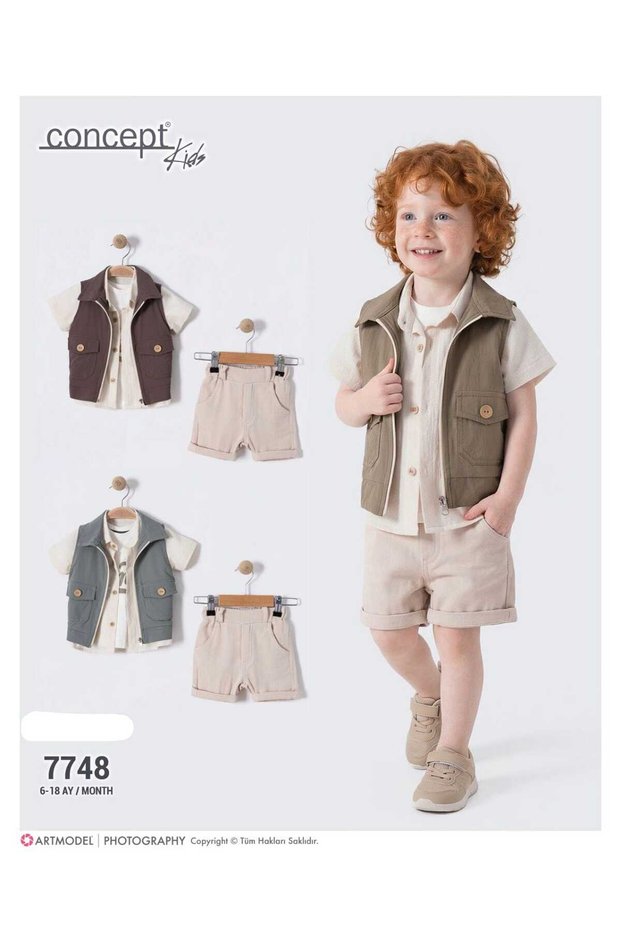 Boys' T-Shirt-Shirt-Shorts and Vest 4-Piece Set
