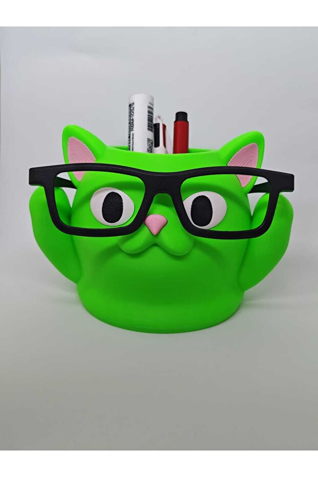 حامل أقلام بتصميم ثلاثي الأبعاد وحامل نظارات، إكسسوار مكتبي مزخرف، هدية مكتبية، منظم للمكتب