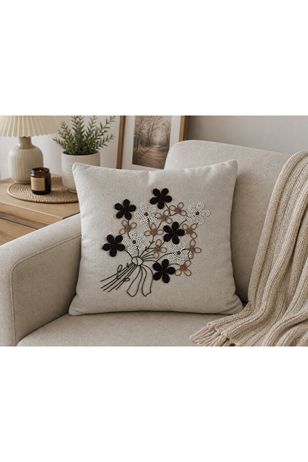 Modern Sequin, Stone & Punch Embroidered Throw Pillow Cover (43X43)