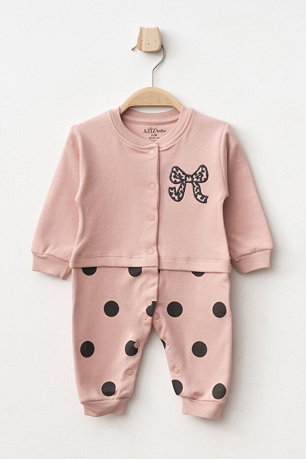 Baby Girl Snap Bow Embroidered 100% Cotton Jumpsuit 0 Months 6 Months