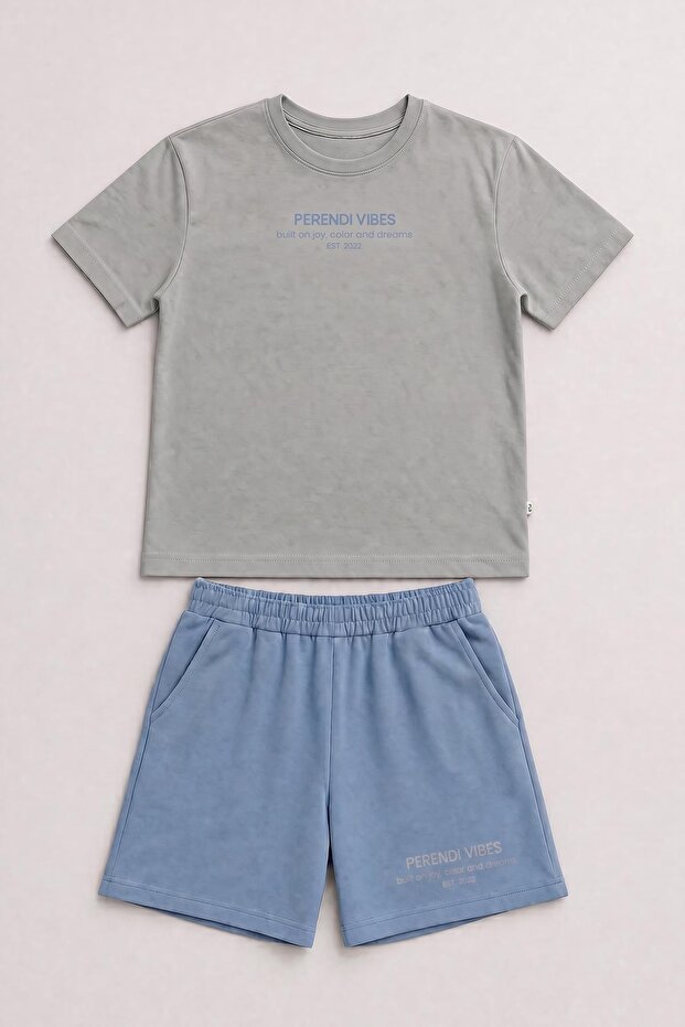 Boy's Vibes Printed Oversize Shorts Set
