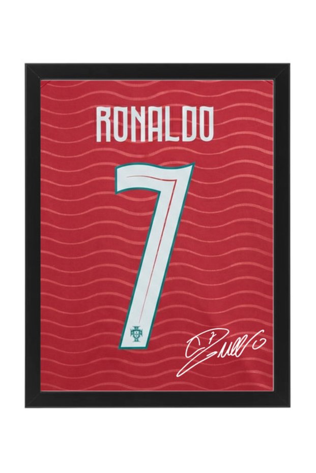 Cristiano Ronaldo Portugal Jersey #7 World Cup 2026 with Printed Autograph Framed Poster 30x40cm , Soccer Memorabilia Gift for Football Fans