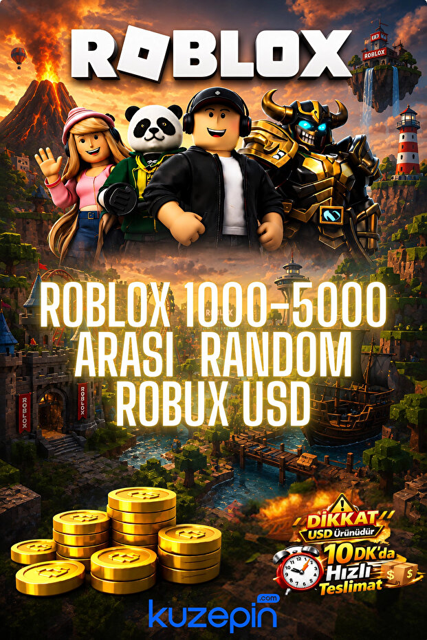 kuzepin Roblox 1000-5000 Arası Random Robux USD
