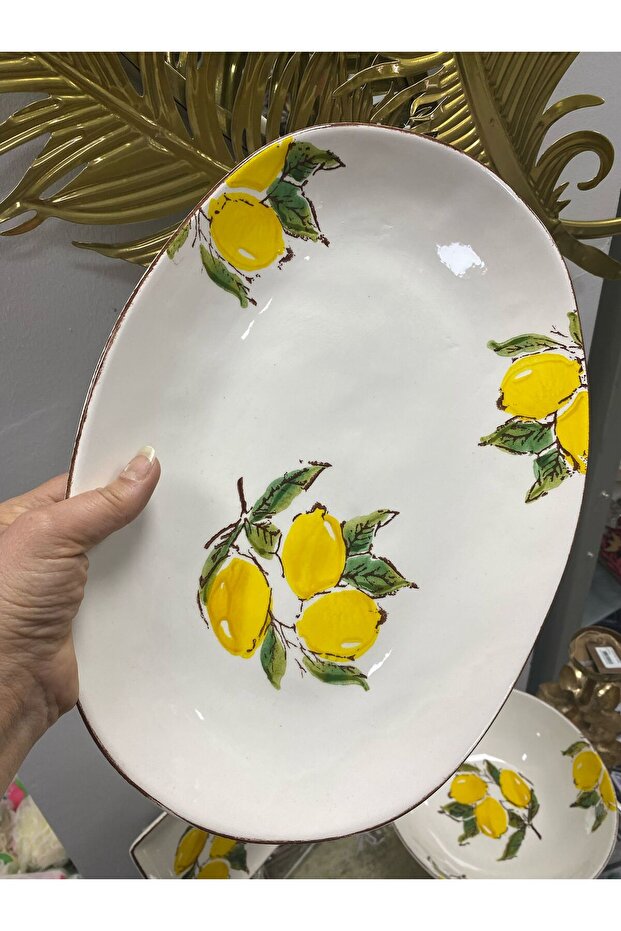 طبق تقديم من البورسلين بنقشة الليمون مقاس 36x25.5 سم
