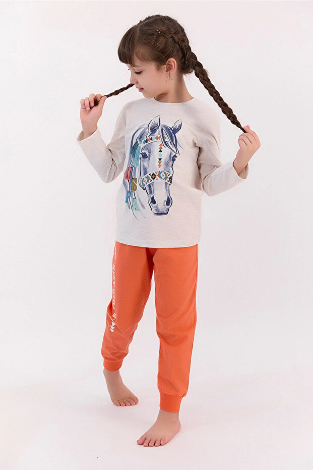 Kremmelange Girl's Long Sleeve Ribbed Pajama Set