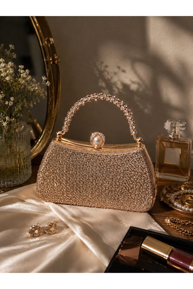 Drop Stone Pattern Zircon Stone and Pearl Evening Dress Graduation Event Bag Handbag Stone Evening Dress Stylish Bag