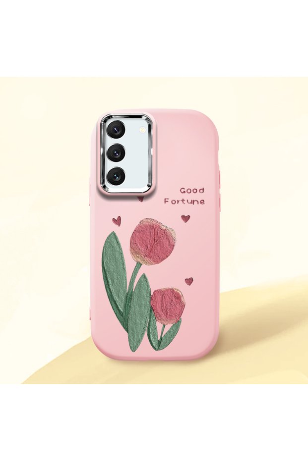 Pink Silicone Case with Shock-Absorbing Camera Protection Compatible with Samsung Galaxy S22