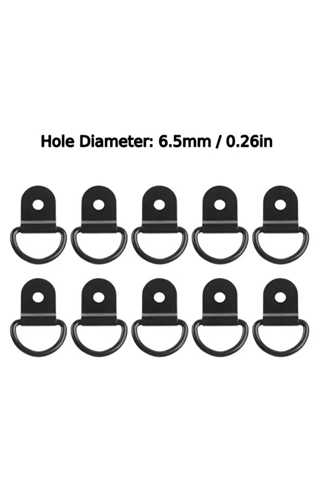 6.5mm 10pcs Black 10PCS D Ring Tie Down Anchors Heavy Duty Lashing Ring for Car Boat Trailer Cargo V