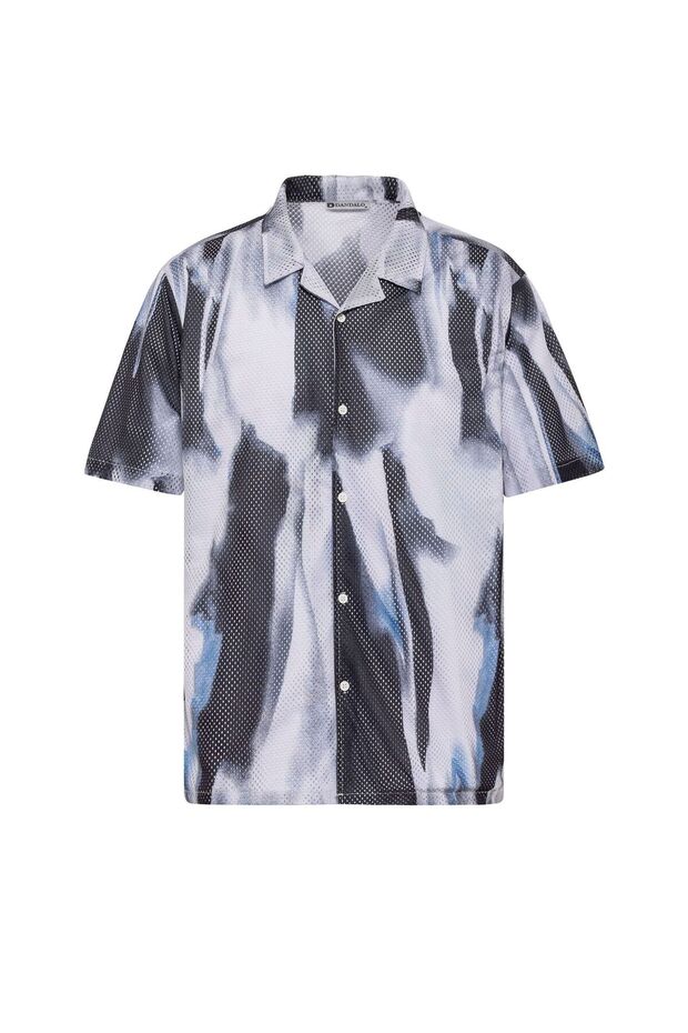 Patterned Ribbed Oversize Shirt