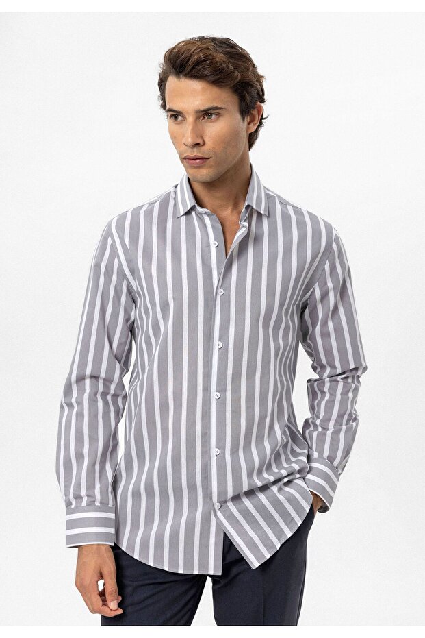 Slim Fit Striped Men's Shirt