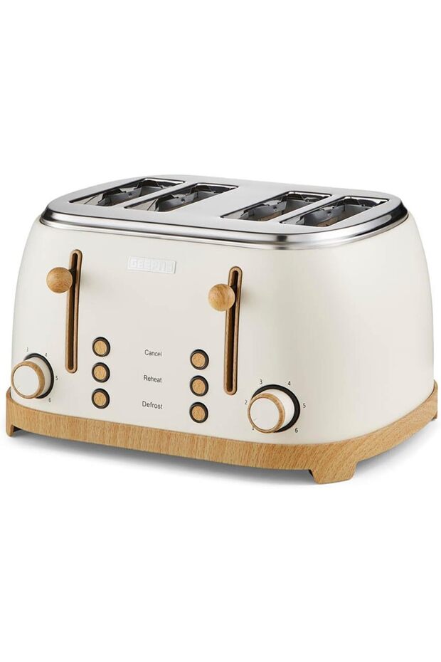4-Slice Toaster GBT36561UK-CR – Dual Controls, 6 Browning Settings, Defrost Function & Removable Crumb Trays