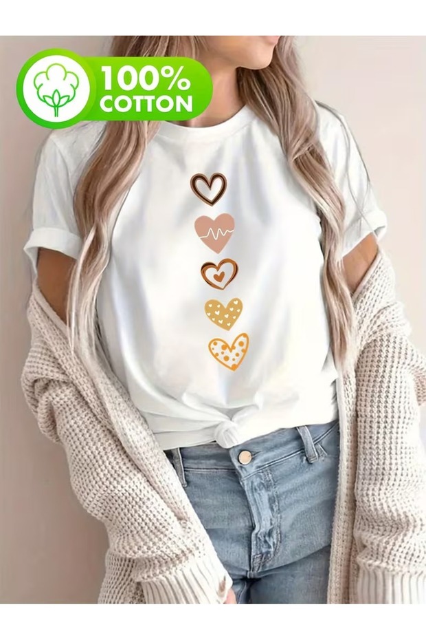 Women's Comfortable Fit Tshirt Mixed Print Tshirt