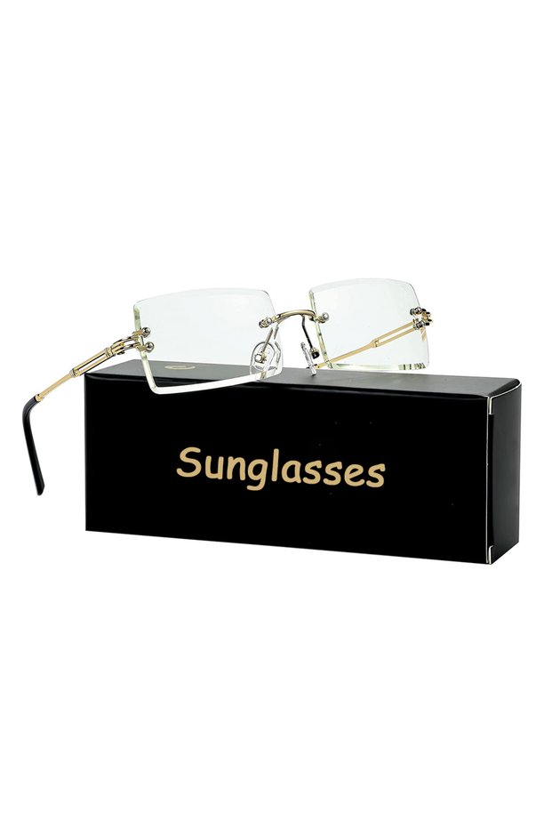045-Transparent Men's Sunglasses Retro Sunglasses for Men Women Tinted Lens Metal Frame Vintage Riml