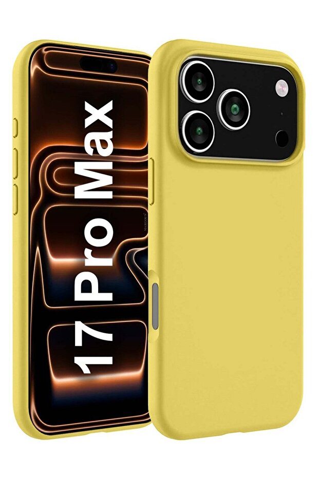 Silicone Protective Phone Case for iPhone 17 Pro Max - Soft Anti-Scratch Microfiber Lining Ultra Slim Drop Protection Phone Cover - Yellow