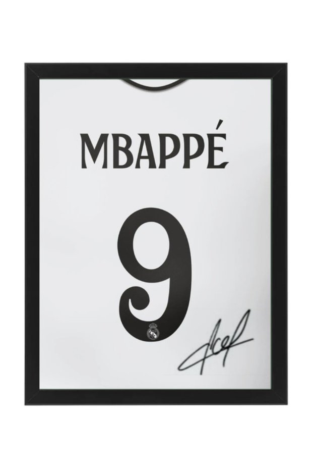 Kylian Mbappe Real Madrid Autographed Jersey - Framed Poster 30x40cm - Football Memorabilia, Soccer Collectible, Gift for Fans