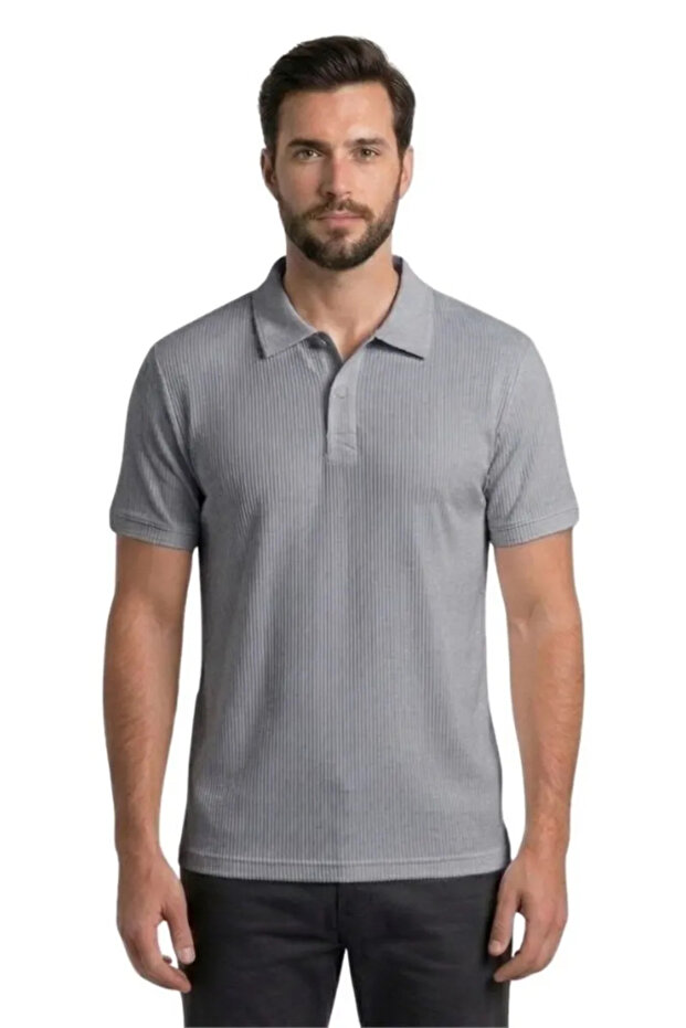 Polo Collar Men's T-Shirt 2281-1 A.Gray