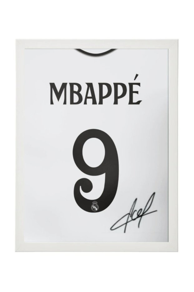 Kylian Mbappe Real Madrid Autographed Jersey - Framed Poster 30x40cm - Football Memorabilia, Soccer Collectible, Gift for Fans
