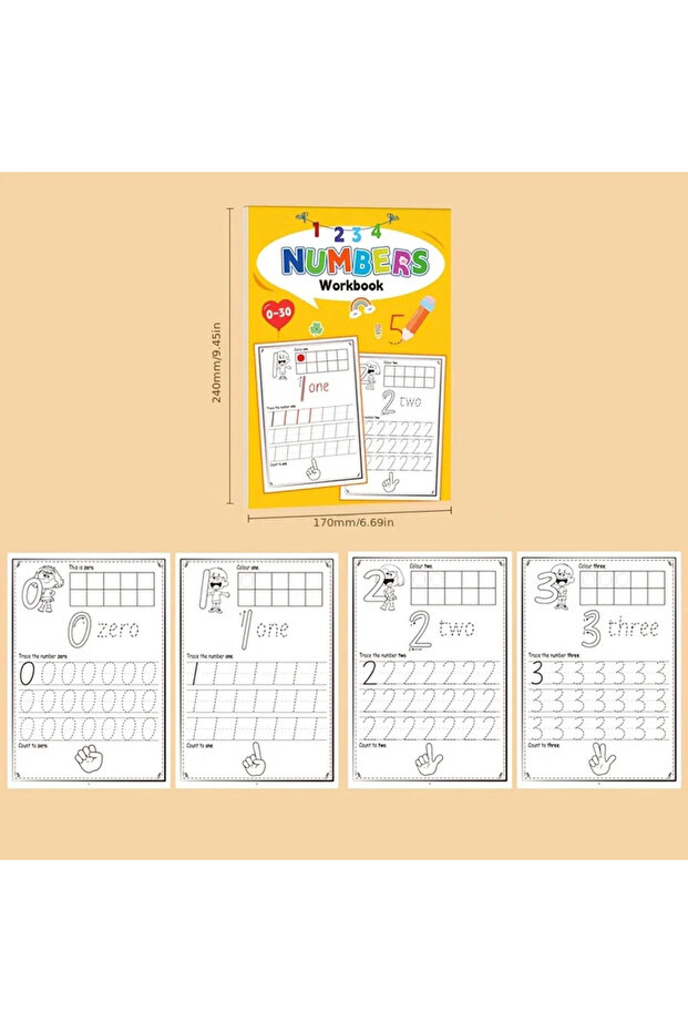 32 Pages 32 Pages, Children's Digital Cognition 0-30, Fun Coloring Workbook, Early Childhood Enlight