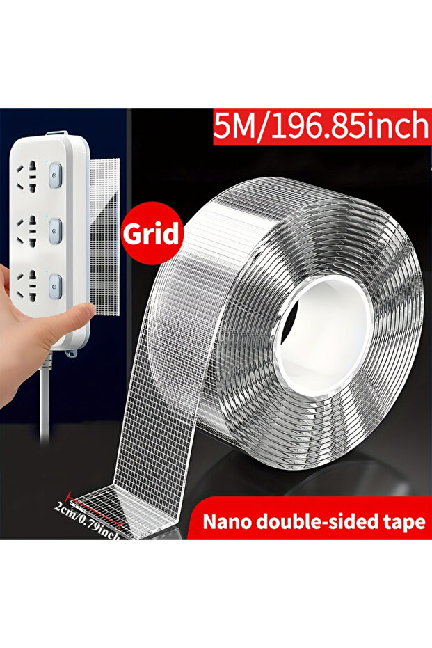 1 Pcs 5M 1PCS 5M Nano Traceless Double-Sided Tape Made Pet Material with High Adhesion Load-Bearing