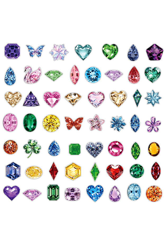50 Pcs Ins Style HD Diamond Gem Stickers, Colorful Waterproof PET Decals for Cup Phone Laptop Diary