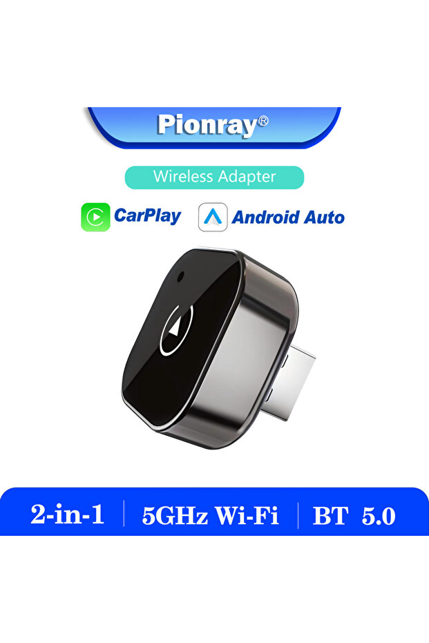دونجل كاربلاي لاسلكي 2 في 1 من Pionray، محول أندرويد أوتو لاسلكي، سهل التركيب للسيارات المزودة بواجهة سلكية