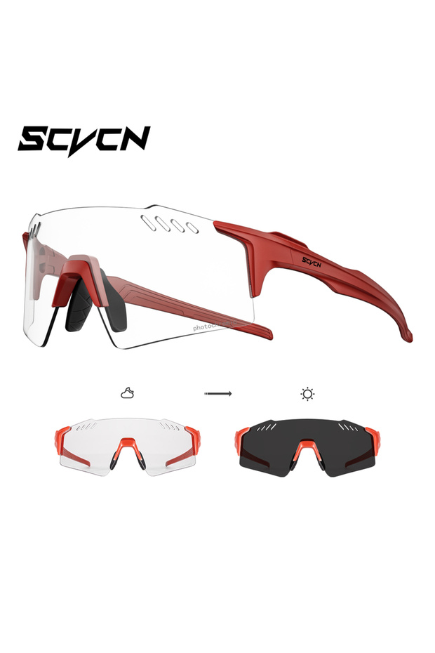 Photochromic-09 SCVCN Photochromic Hiking Eyewear Fashion Rimless Cycling Glasss Sports Running Sung