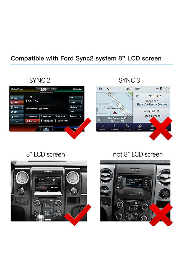 نظام Ford Sync2 اللاسلكي لتشغيل Carplay وAndroid Auto لسيارات فورد سينك2 إكسبلورر، فوكس، إسكيب، فييستا، سي-ماكس، إيدج، موست