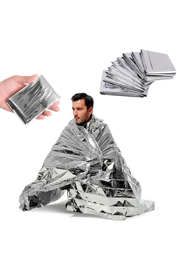 silver Emergency Mylar Thermal Blankets - Waterproof, Retains Body Heat - Ideal for First Aid Kits &