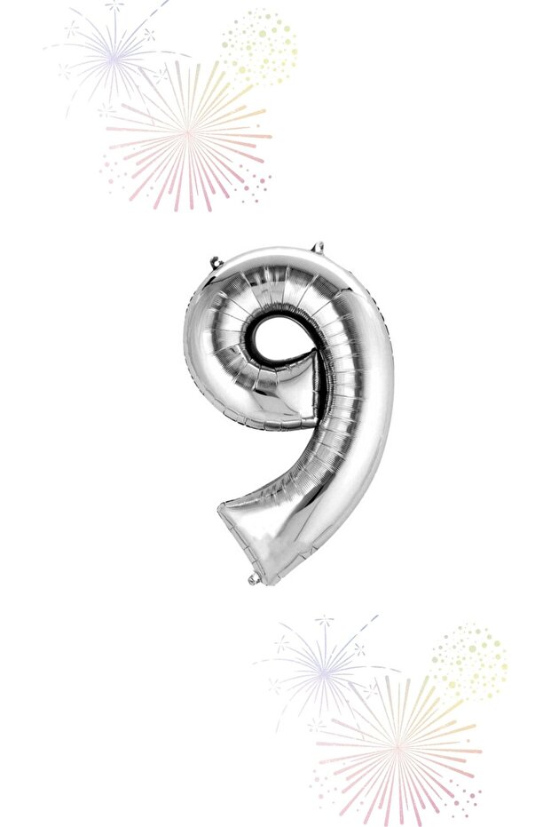 Silver Color 9 Number Foil Balloon 80 cm & 32 Inch Nine Number Balloon