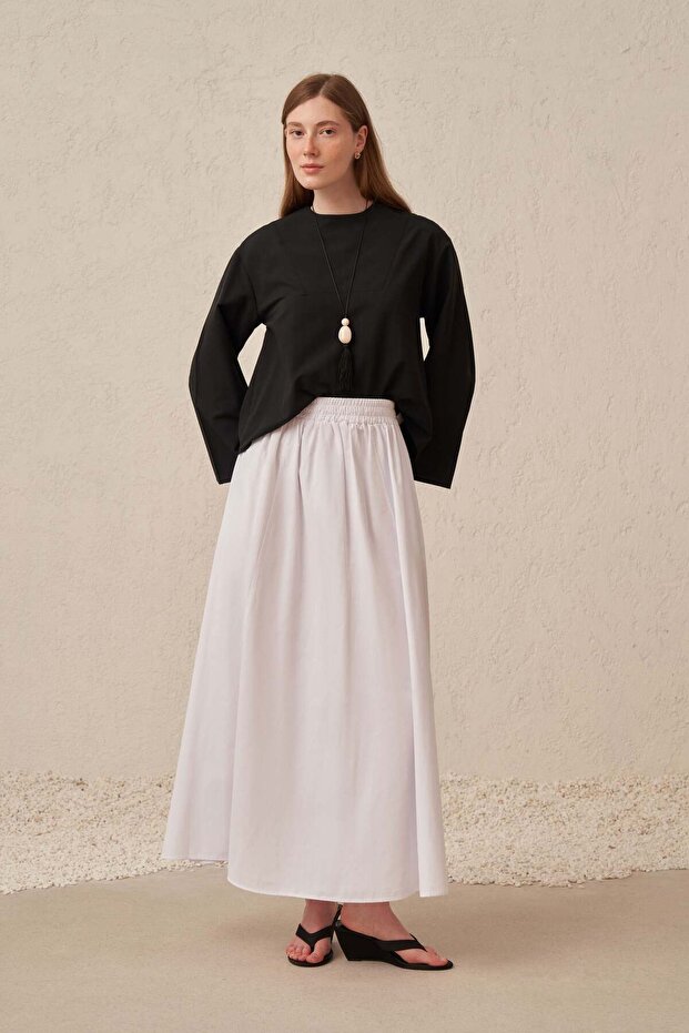 White-Poplin Skirt