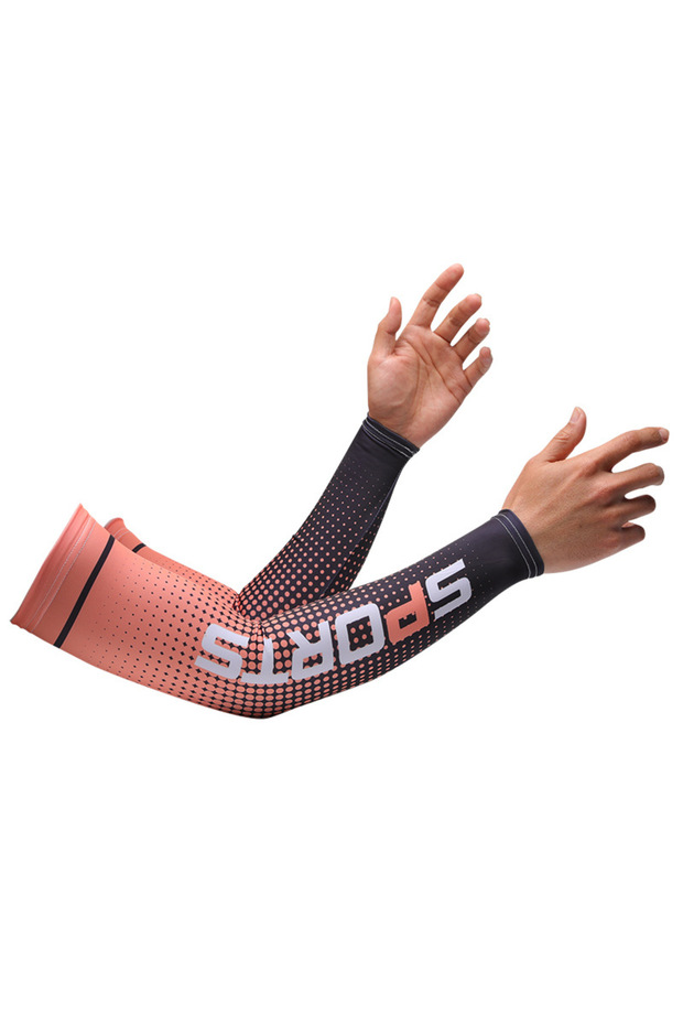 orange Sport Ice Arm Sleeves for Men Cycling UV Solar Cuff Breathable Summer Sun Protection Arm Cove