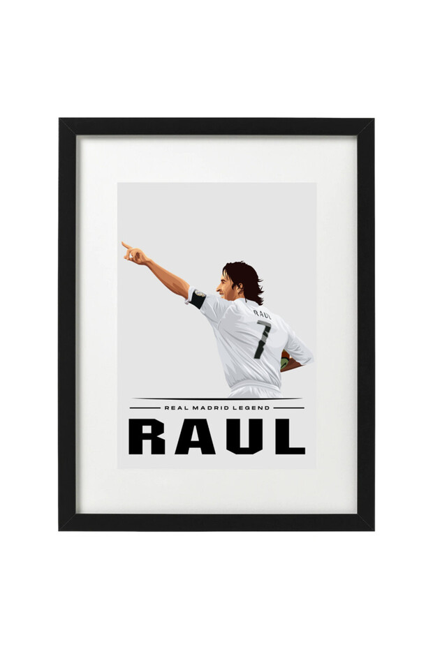 Raul Gonzalez Real Madrid Art Poster with Frame 50x40cm