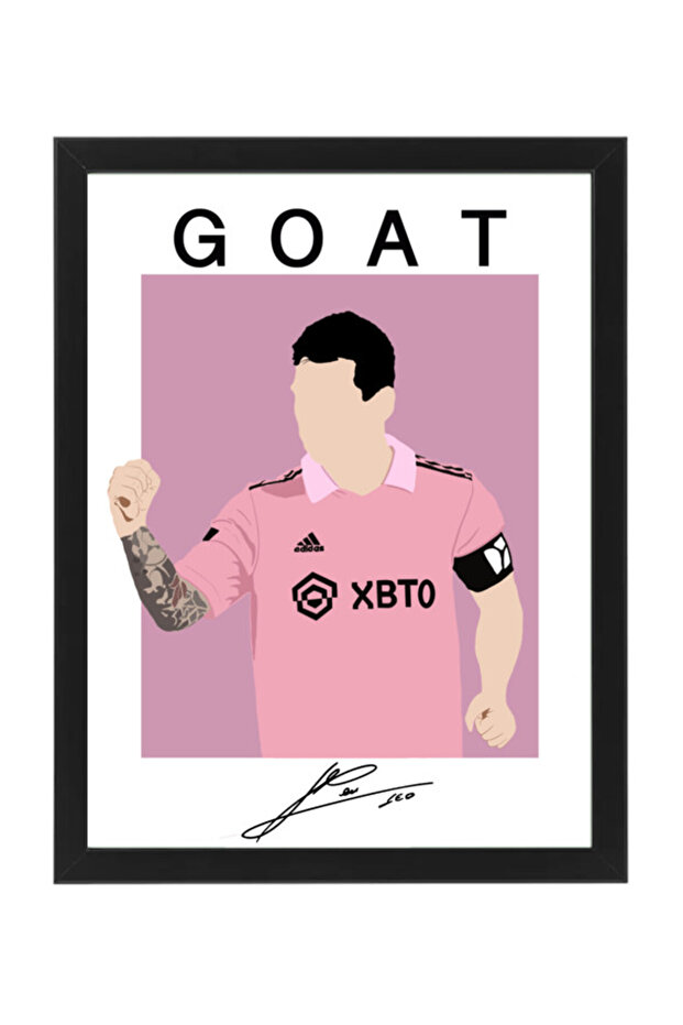 Lionel Messi Inter Miami Illustration Art Autographed Poster with Frame 30x40cm