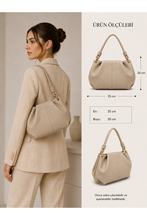 Women's Drawstring Detailed Faux Leather Handbag