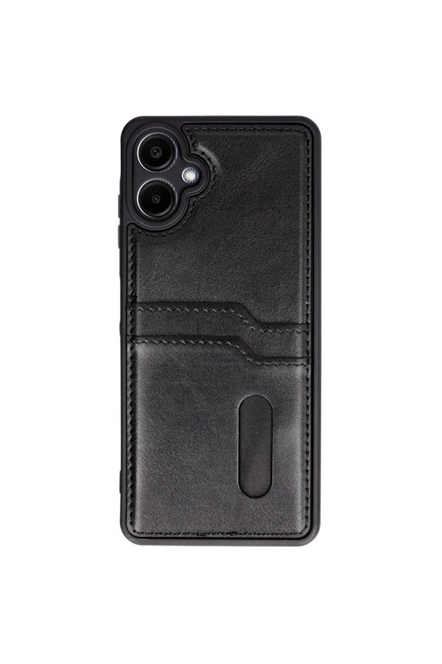 Samsung Galaxy A06 Case Sara Leather Case with Business Card - Black