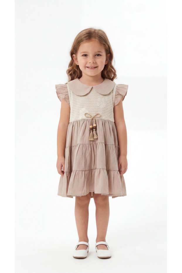 Collared Ruffled Girl's Dress