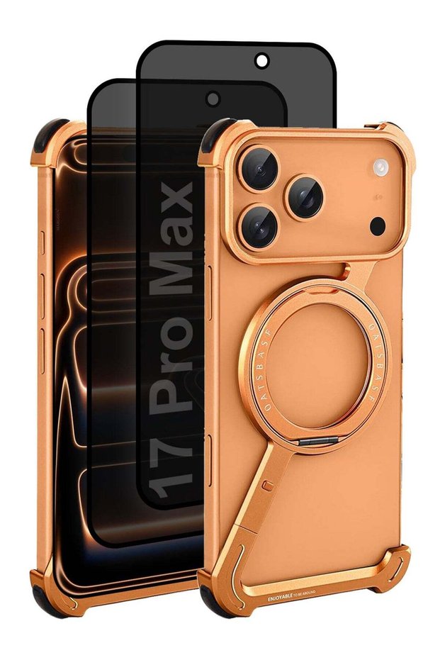 3Packs Minimalist Phone Cover for iPhone 17 Pro Max, 360° Rotation Kickstand Aluminum Metal