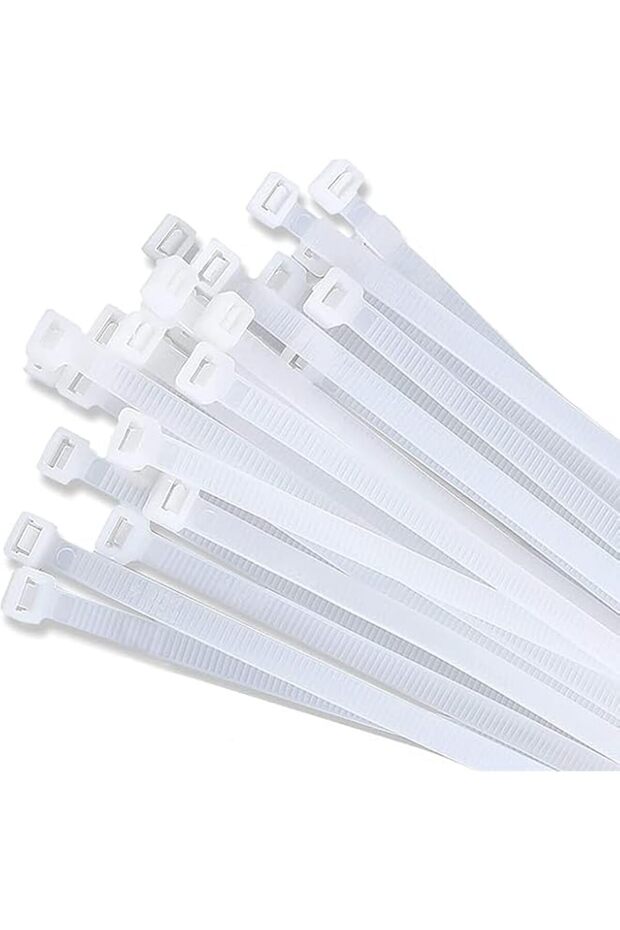 White Cable Zip Ties, 16 Inch, Heavy Duty Plastic, 60 Pounds Tensile Strength, Thickened Three Teeth Design, 100 Pack