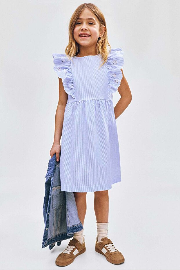 Flounce-trimmed cotton dress