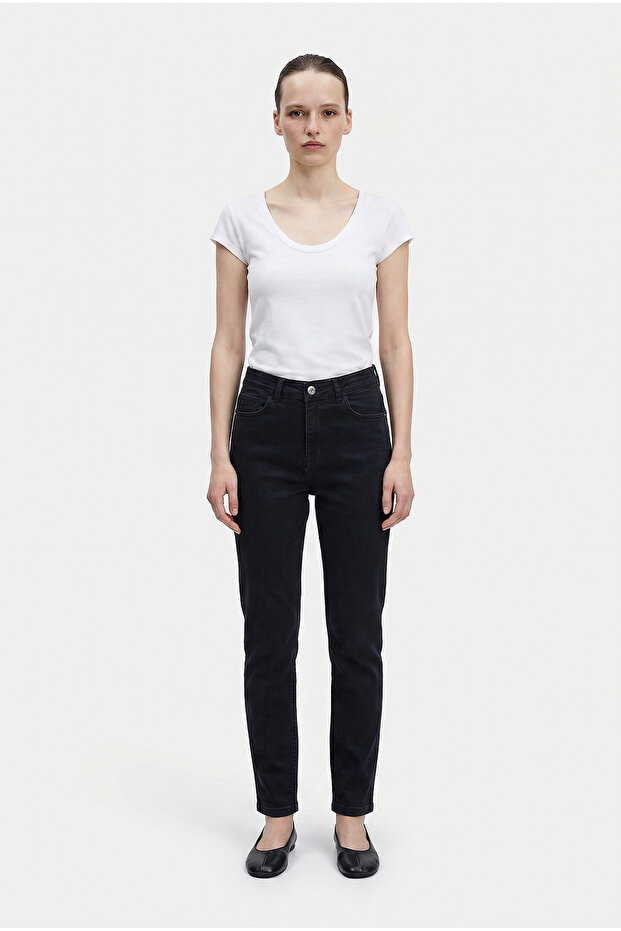 High Waist Skinny Leg Jeans - Black